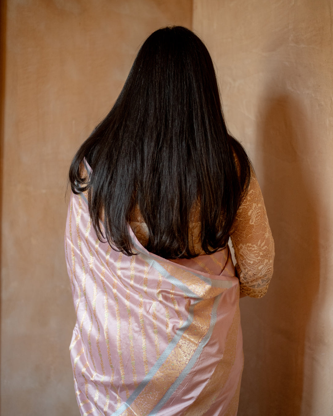 Kaumari - Blush Pink Silk Katan Banarasi Saree