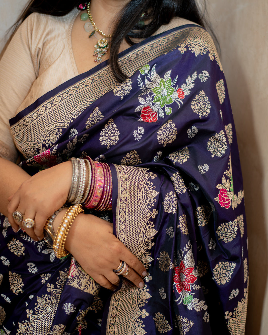 Mati - Bonnet Blue Silk Banarasi Saree