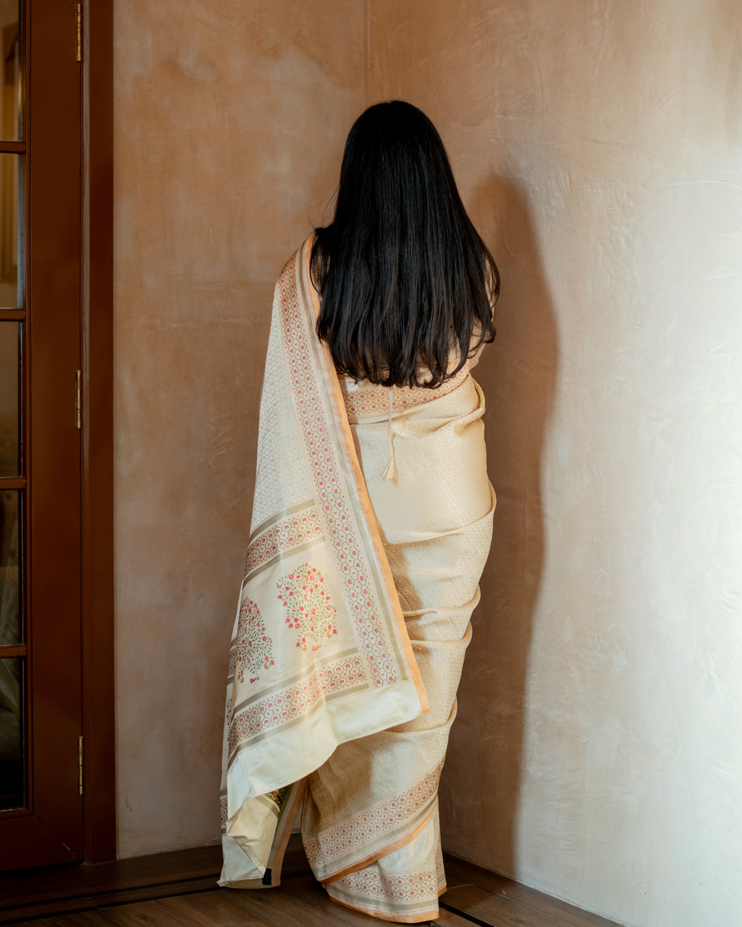 Prajakata - Ivory Gajji Silk Katan Banarasi Saree