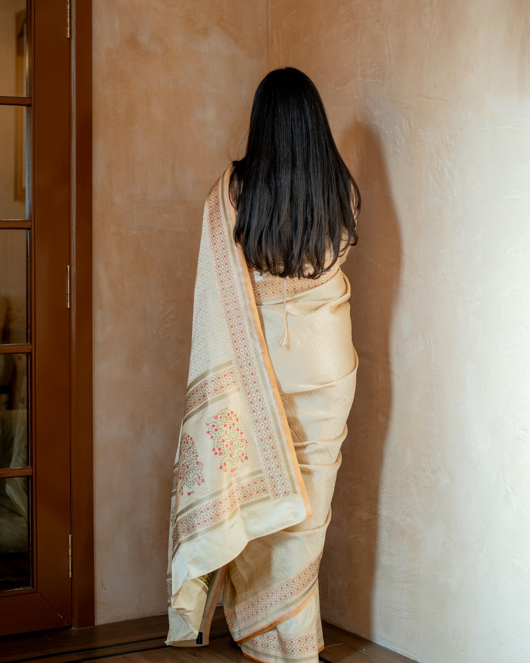 Prajakata - Ivory Gajji Silk Katan Banarasi Saree