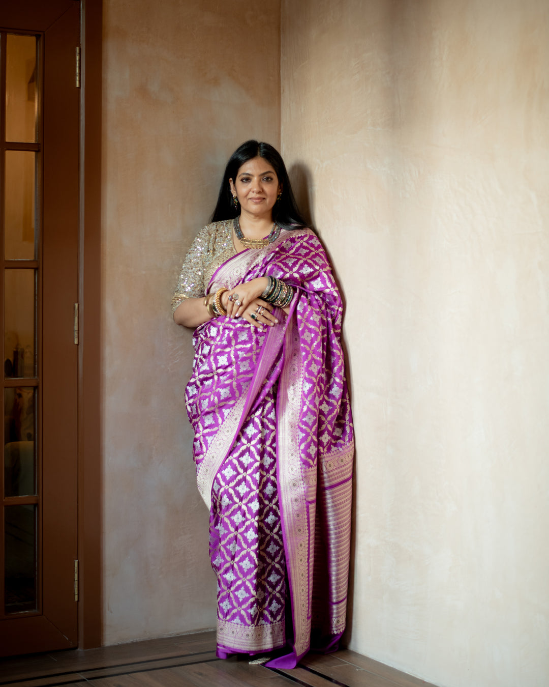Anisha - Purple Silk Banarasi Saree