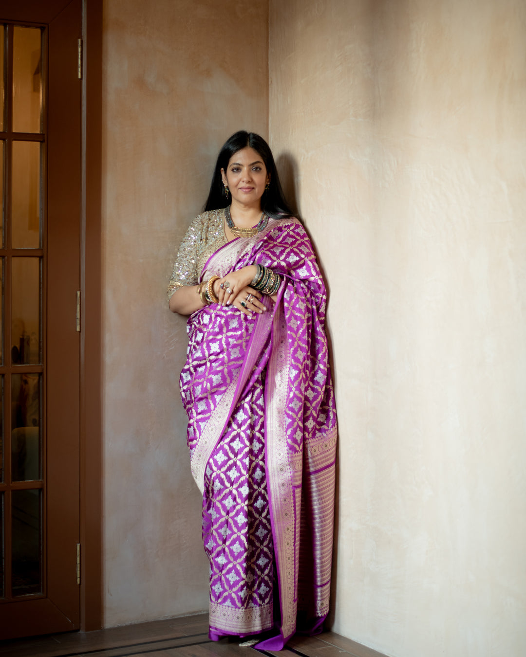 Anisha - Purple Silk Banarasi Saree
