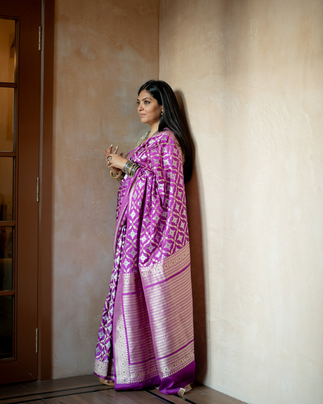 Anisha - Purple Silk Banarasi Saree
