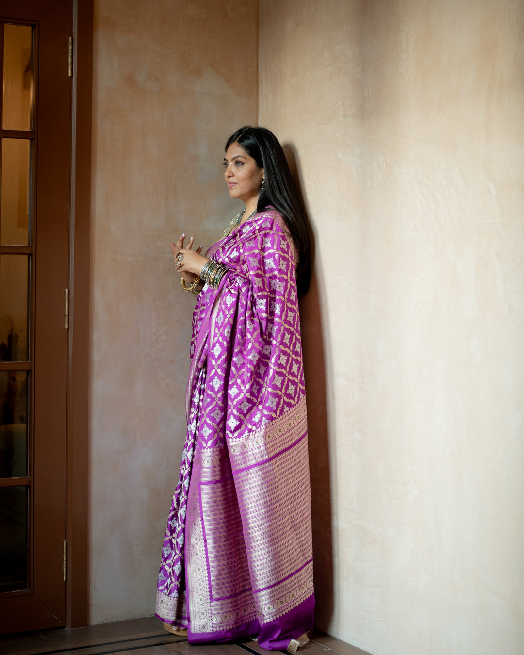 Anisha - Purple Silk Banarasi Saree