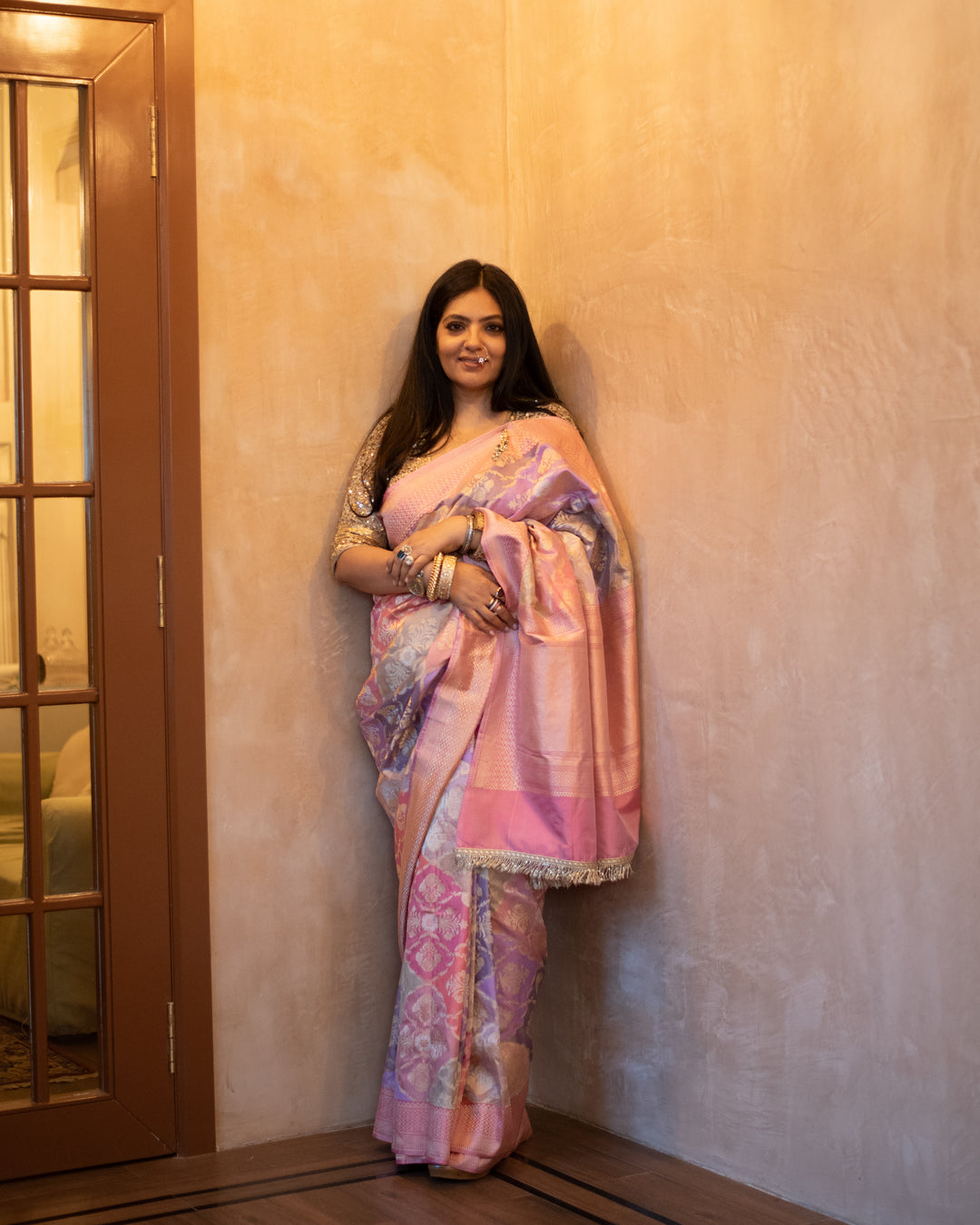 Shriya - Pastel Silk Tissue Rngkaat Banarasi Saree