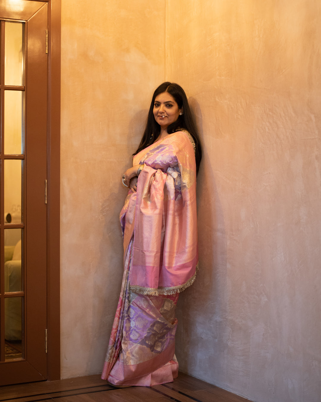 Shriya - Pastel Silk Tissue Rngkaat Banarasi Saree