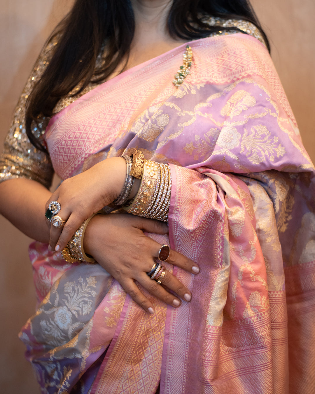 Shriya - Pastel Silk Tissue Rangkaat Banarasi Saree