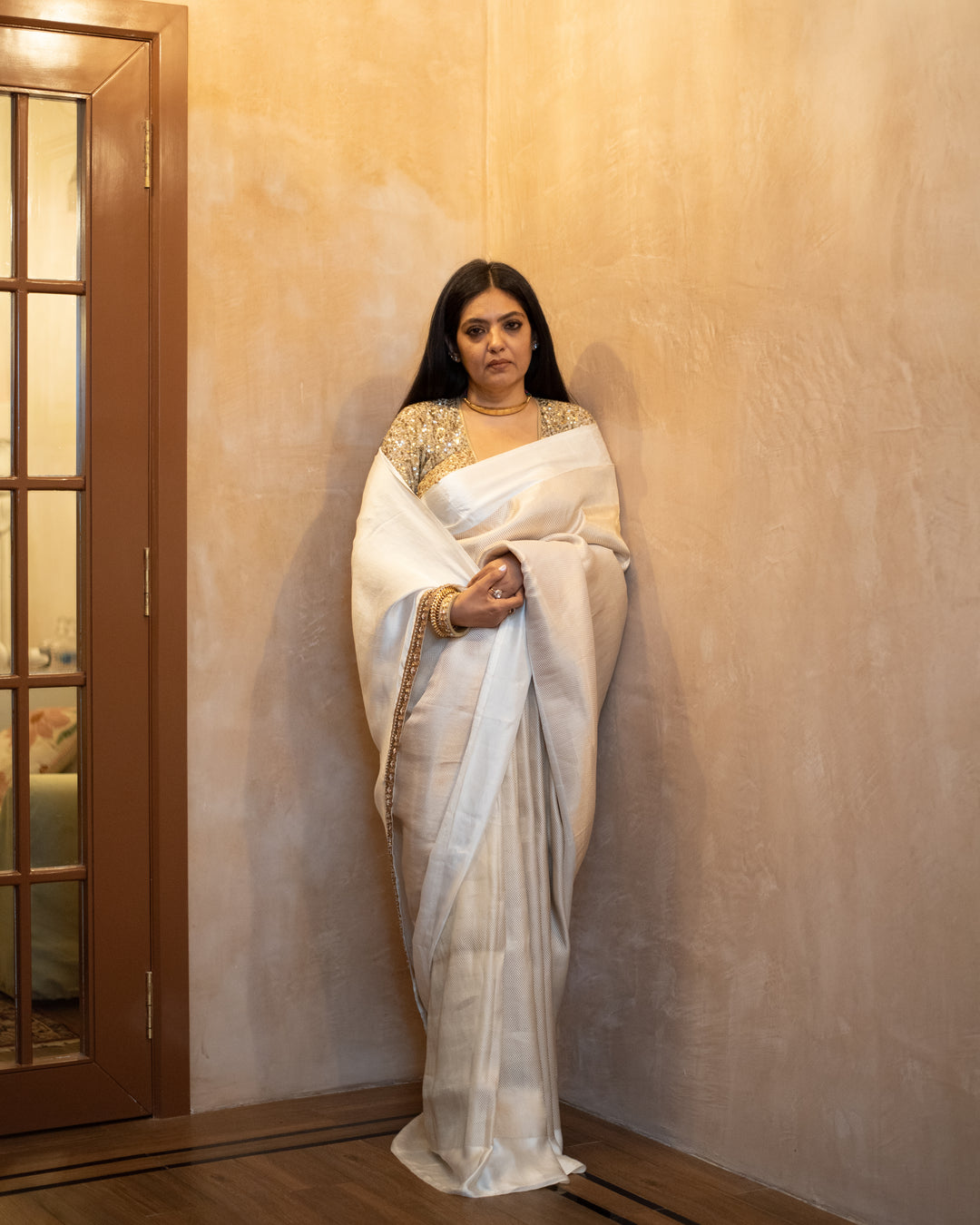 Chandrika - Ivory Silk Banarasi Mashroo Saree