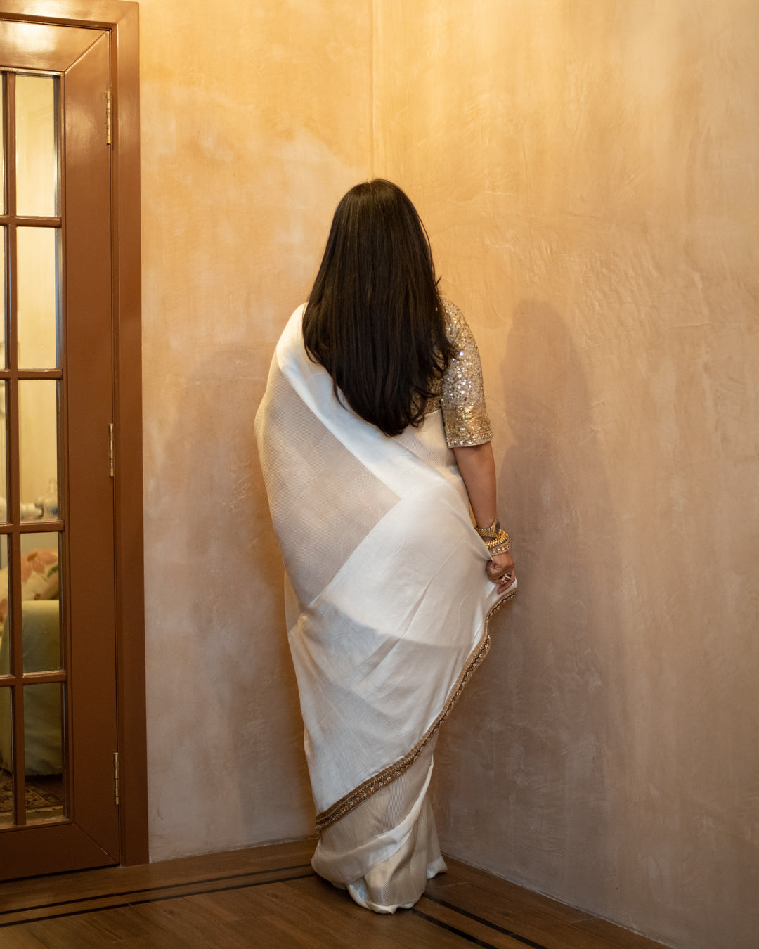 Chandrika - Ivory Silk Banarasi Mashroo Saree