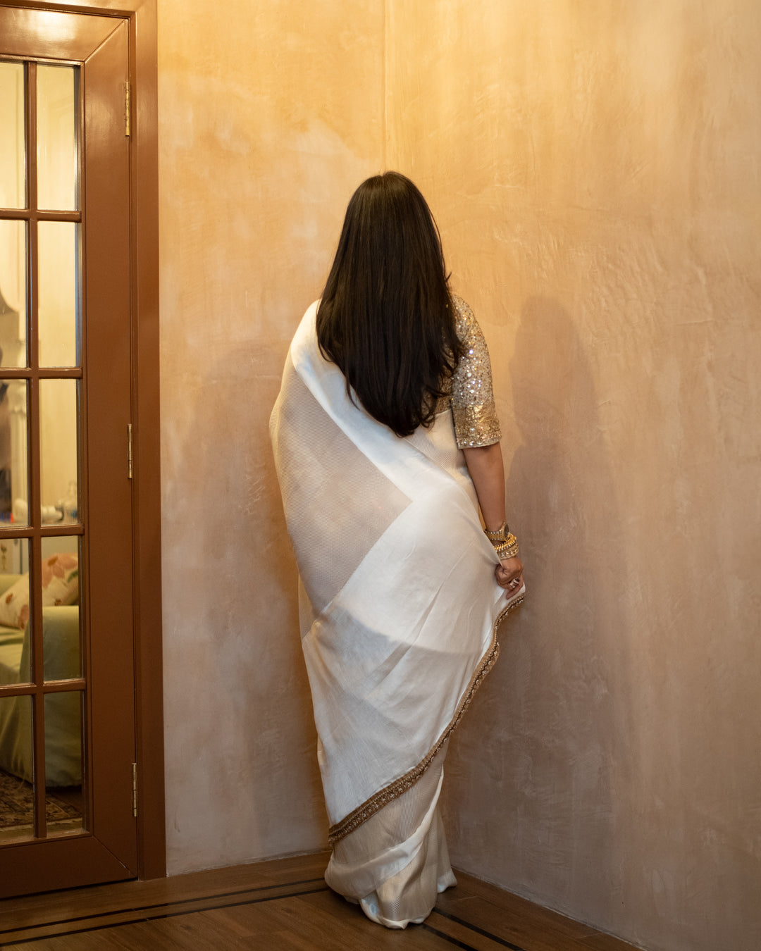 Chandrika - Ivory Silk Banarasi Mashroo Saree