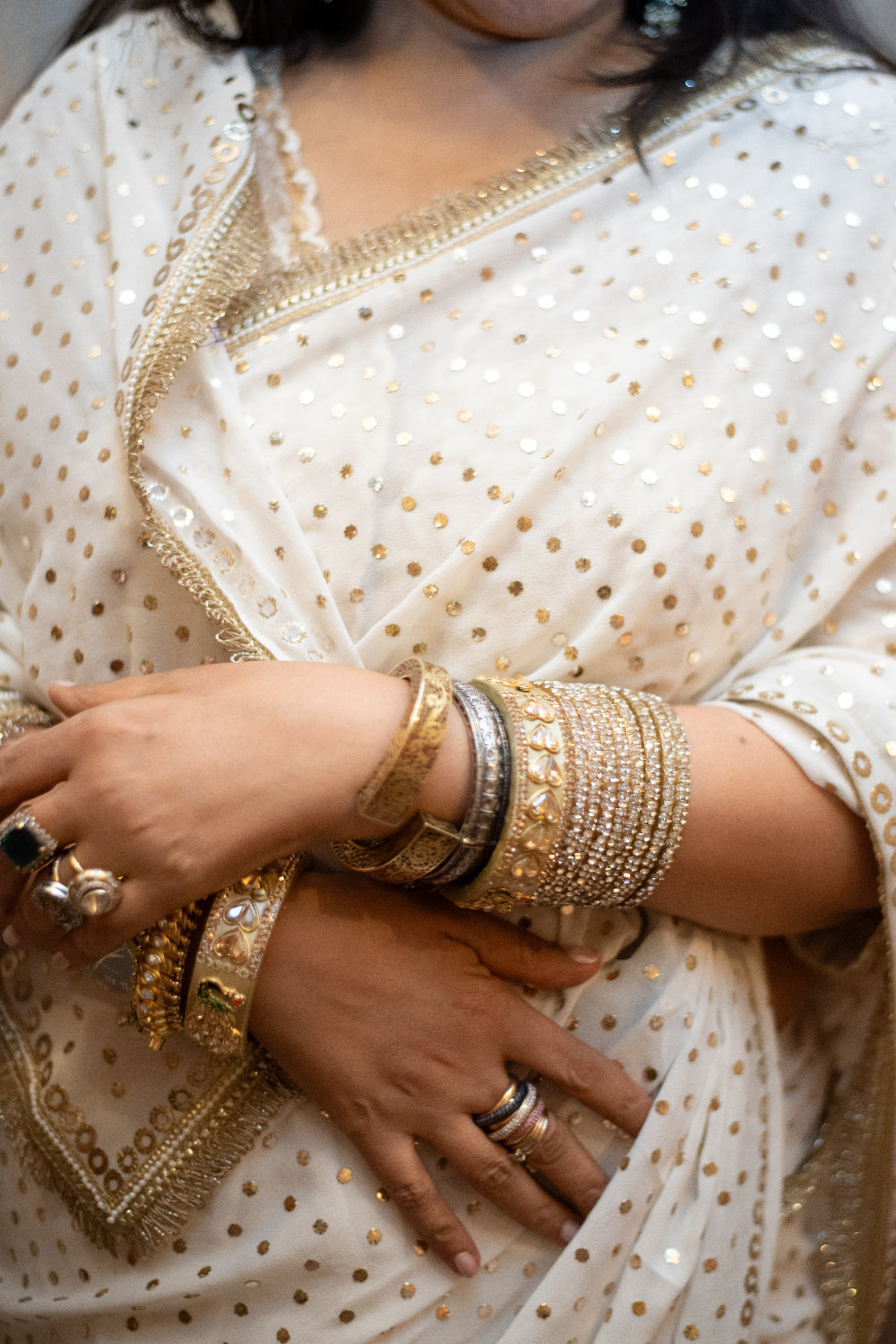 Ojasvi - Ivory Georgette Silk Mukaish Saree