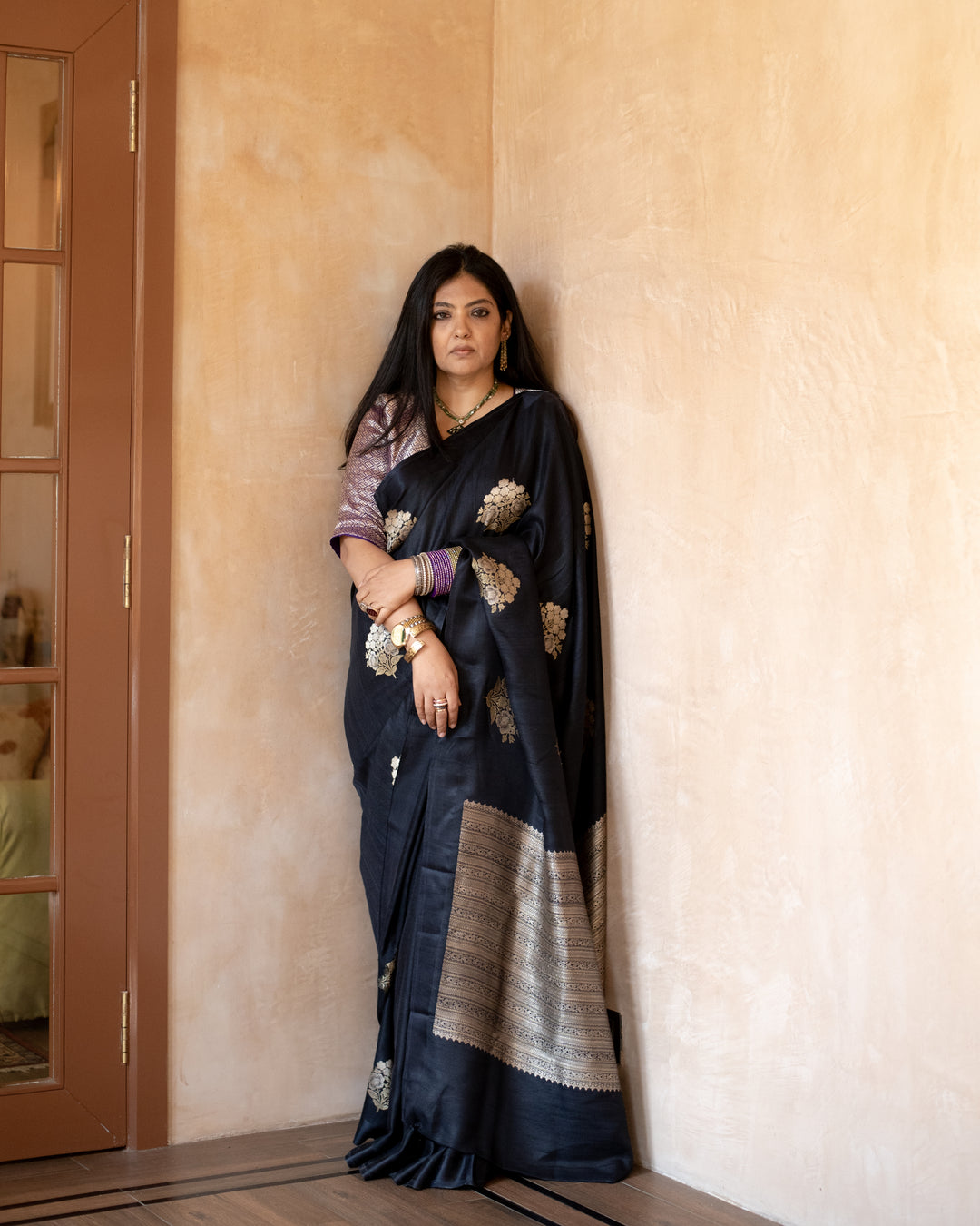 Kajri - Black Tussar Silk Banarasi Saree