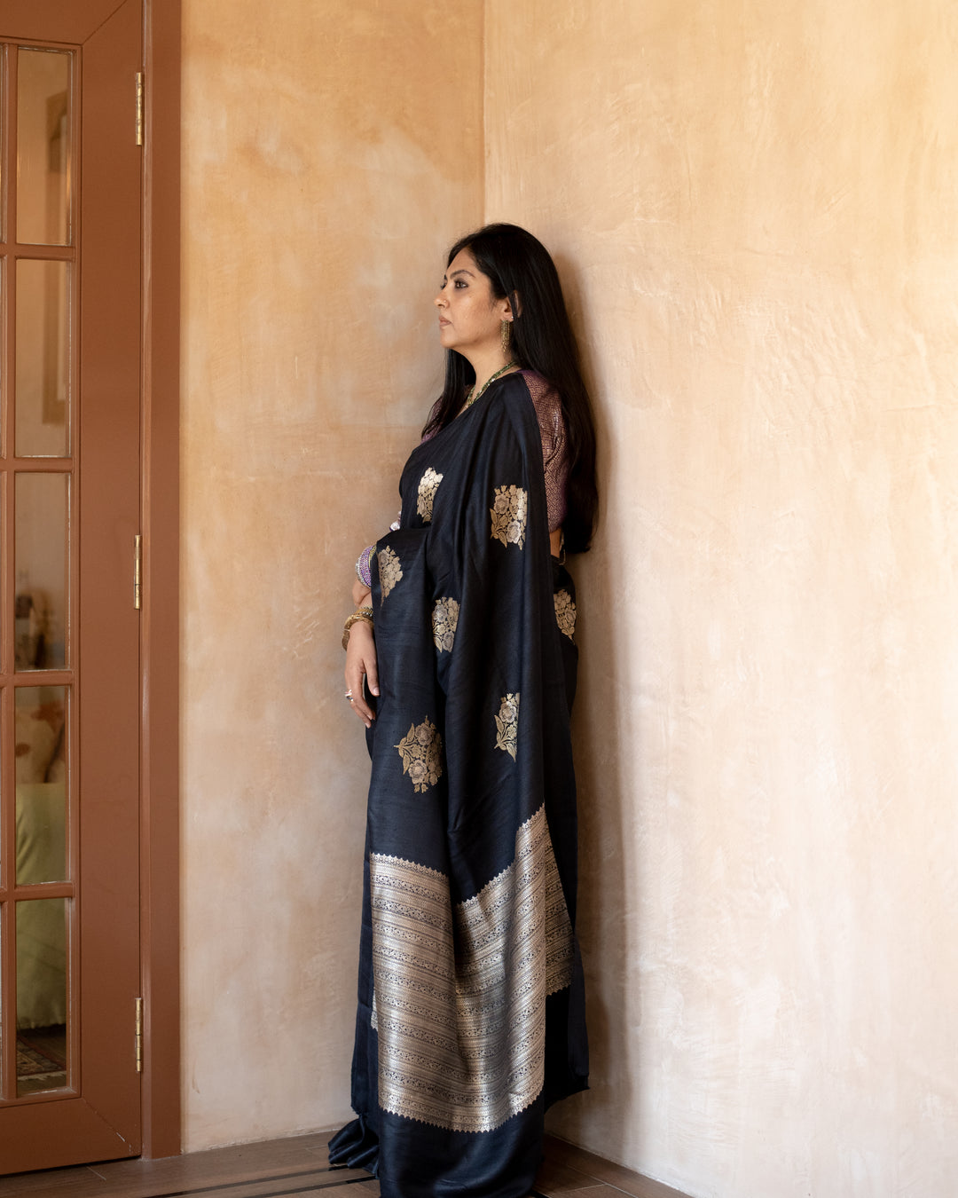 Kajri - Black Tussar Silk Banarasi Saree
