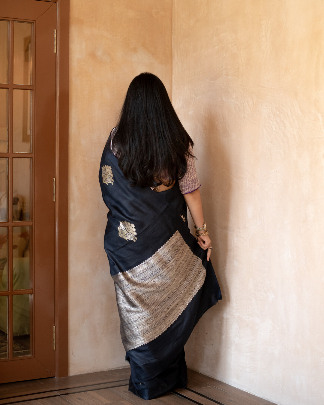 Kajri - Black Tussar Silk Banarasi Saree