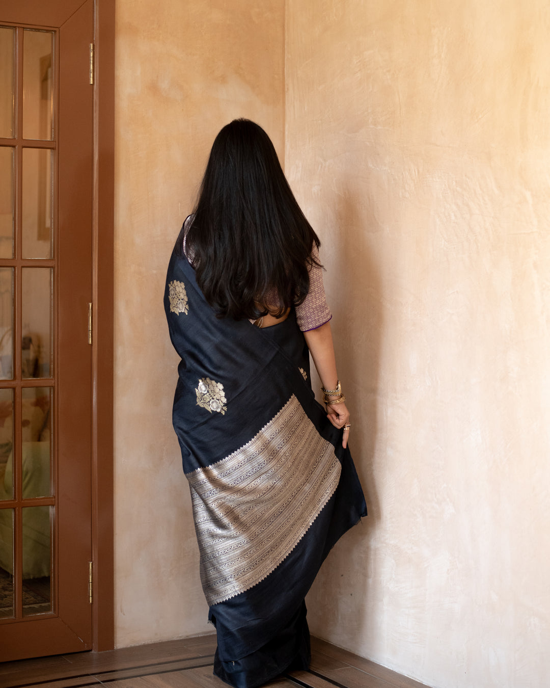 Kajri - Black Tussar Silk Banarasi Saree
