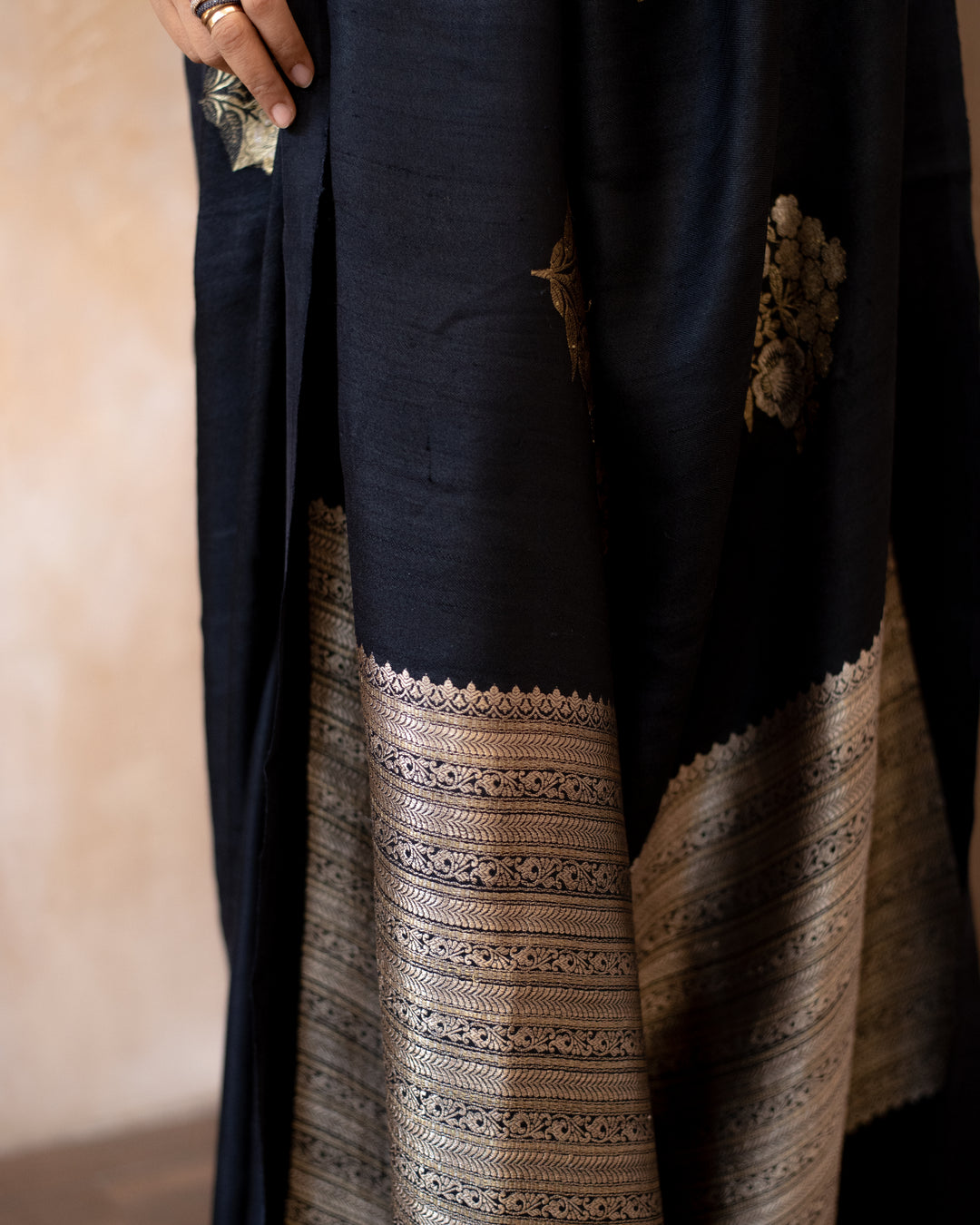 Kajri - Black Tussar Silk Banarasi Saree