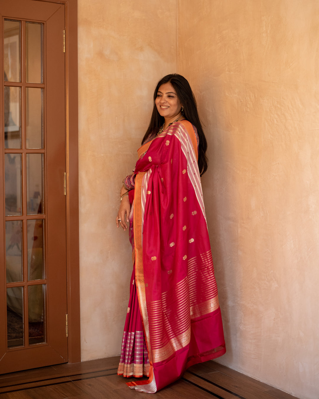 Shailaja - Pink Georgette Silk Banarasi Saree