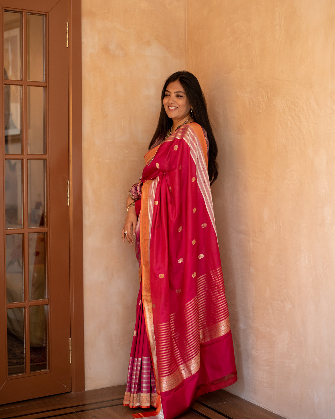 Shailaja - Pink Georgette Silk Banarasi Saree
