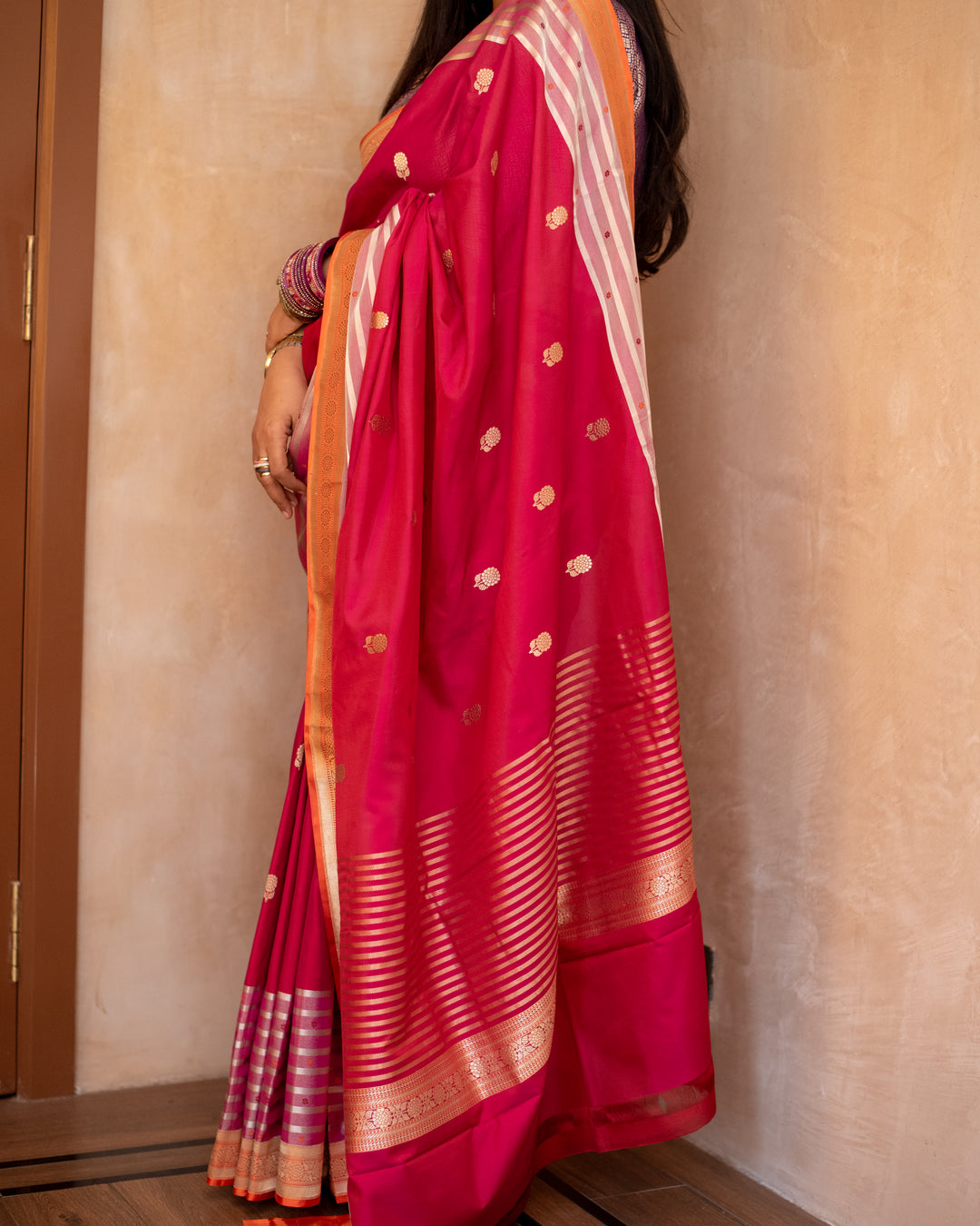 Shailaja - Pink Georgette Silk Banarasi Saree