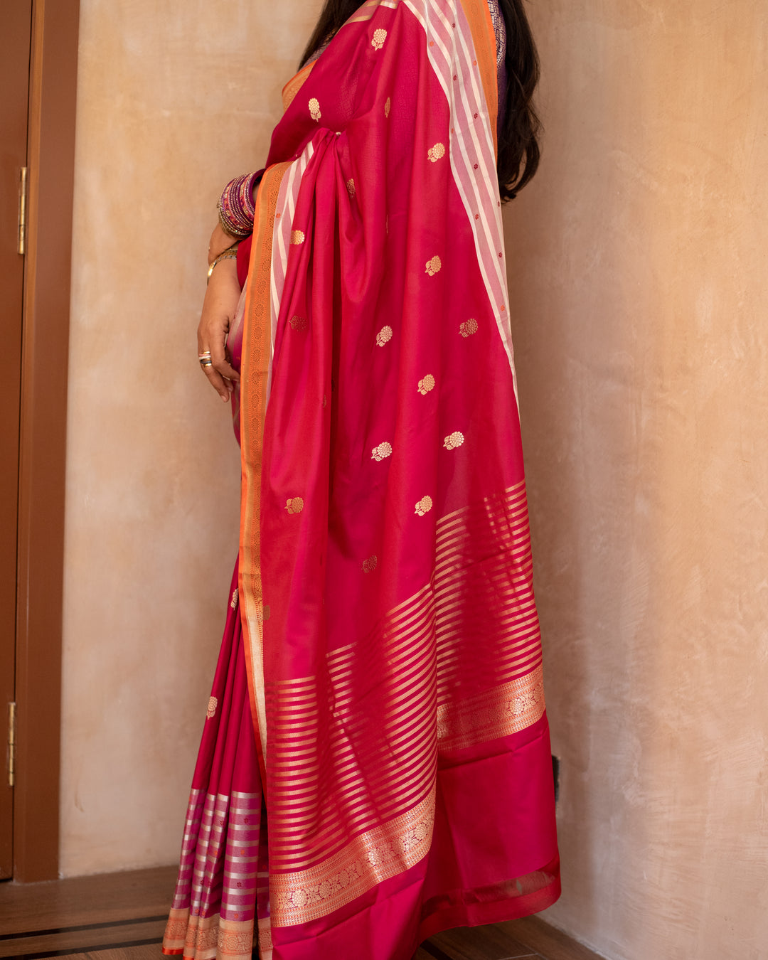 Shailaja - Pink Georgette Silk Banarasi Saree