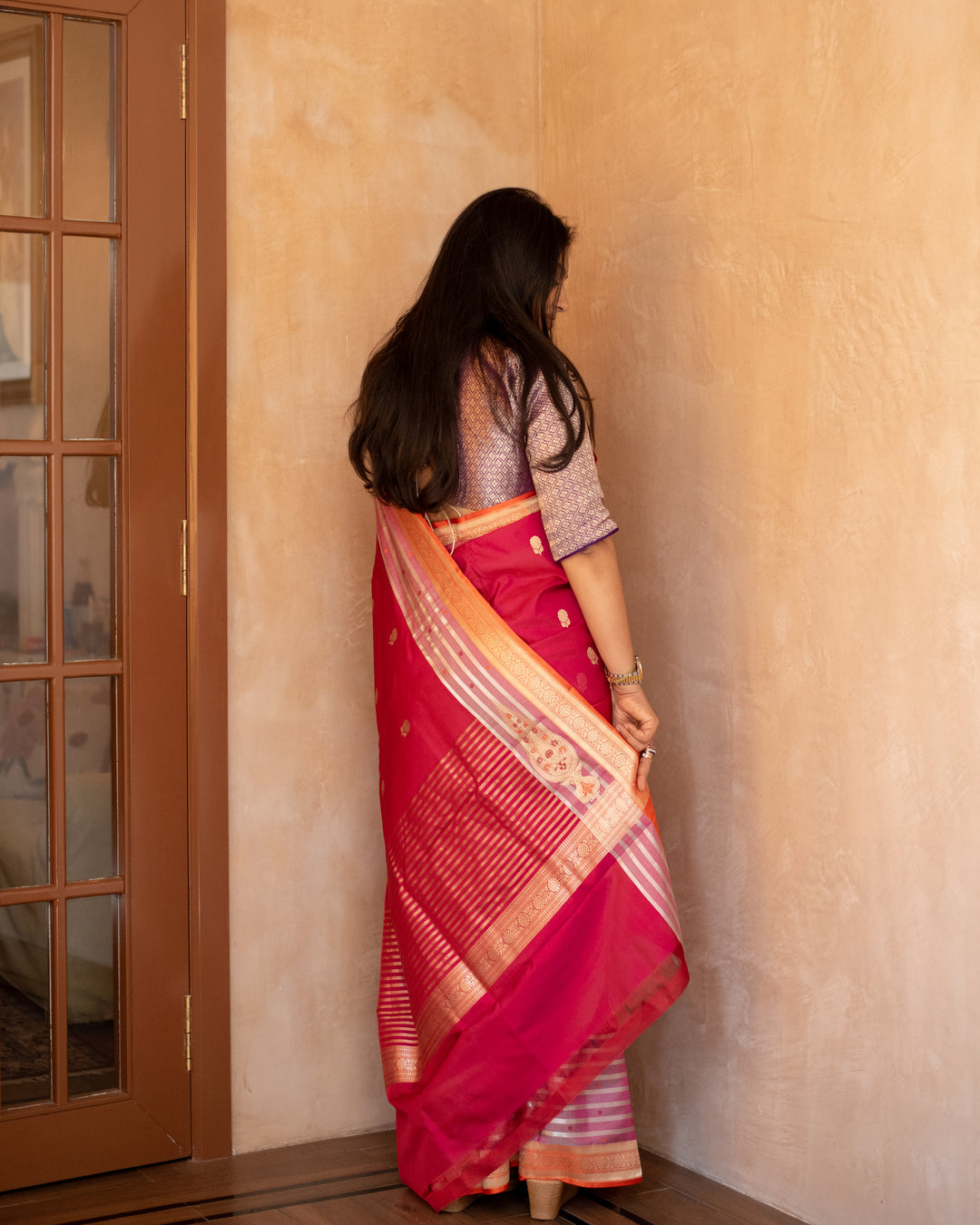 Shailaja - Pink Georgette Silk Banarasi Saree