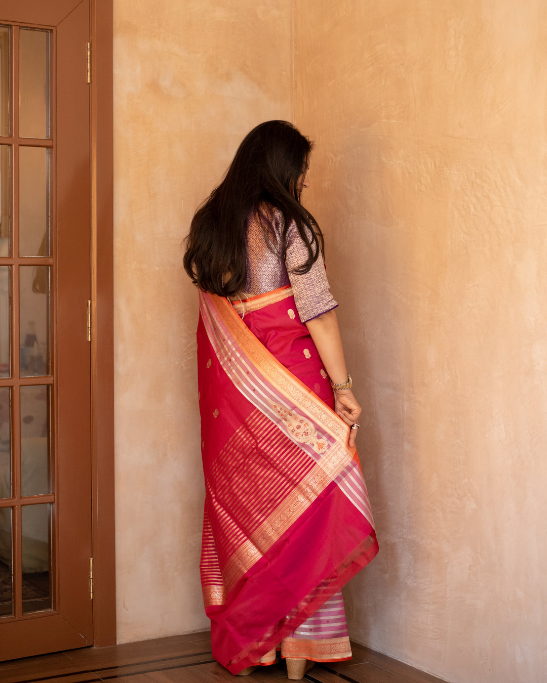 Shailaja - Pink Georgette Silk Banarasi Saree