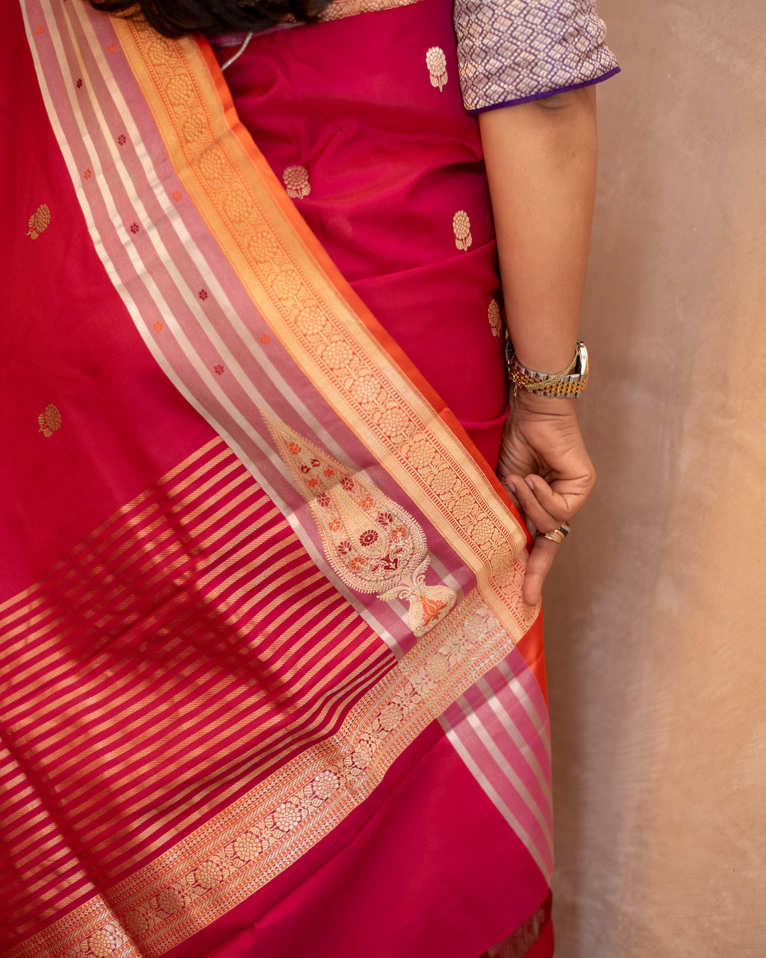 Shailaja - Pink Georgette Silk Banarasi Saree