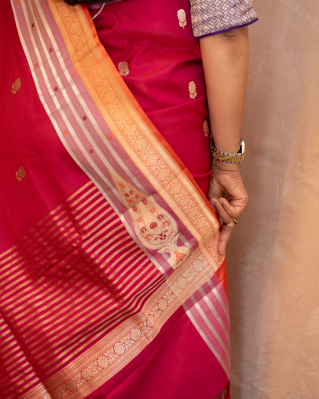 Shailaja - Pink Georgette Silk Banarasi Saree