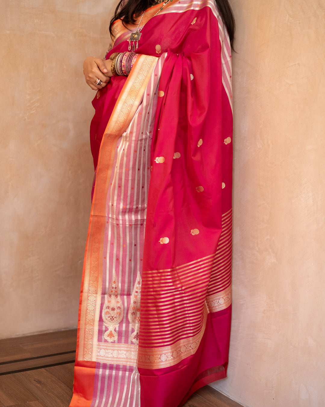 Shailaja - Pink Georgette Silk Banarasi Saree