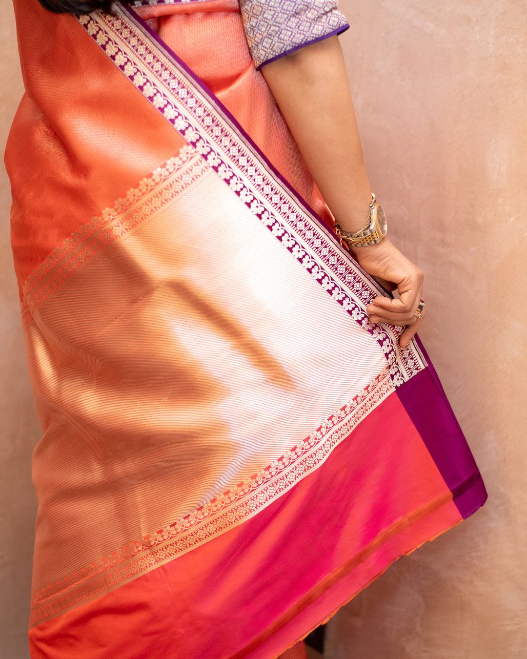 Gayatri - Orange Silk Banarasi Saree