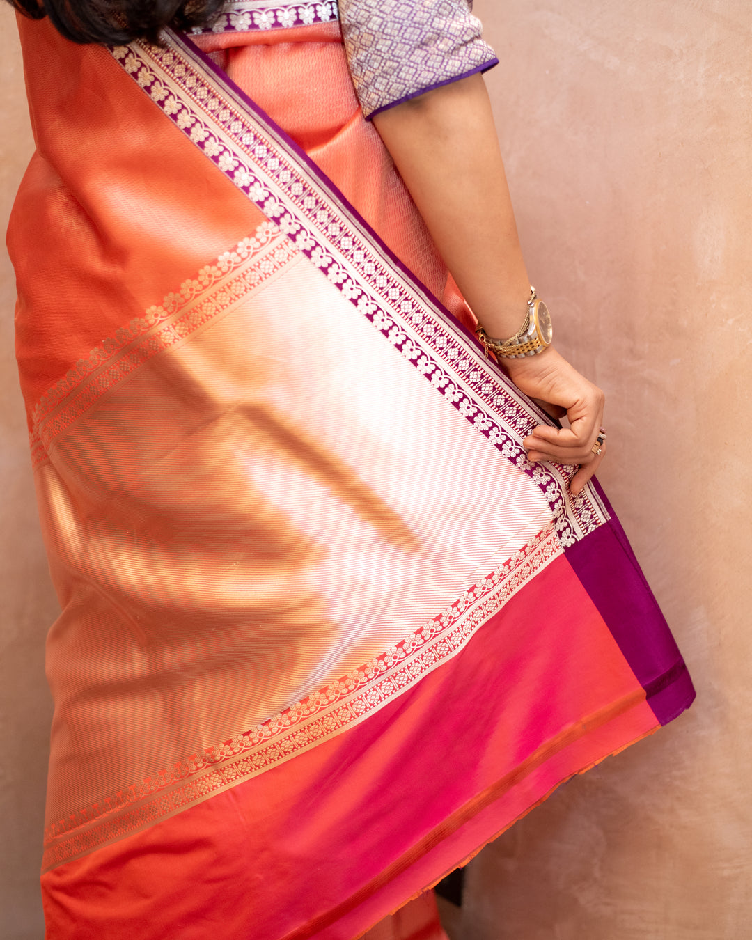 Gayatri - Orange silk Banarasi Saree