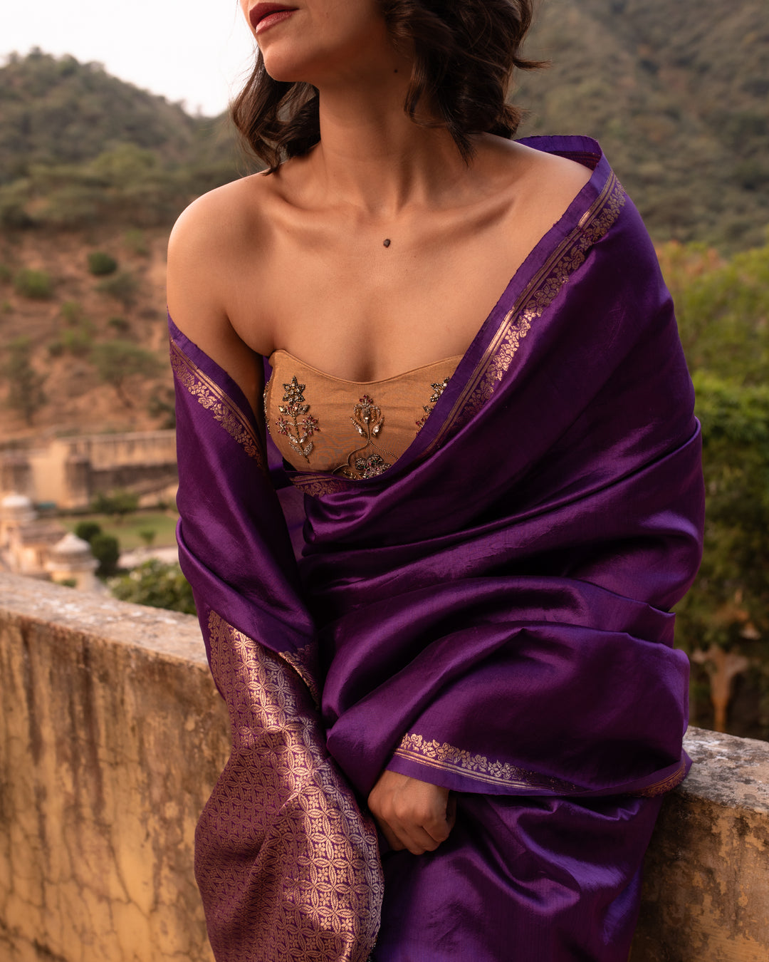 Jamuni- Purple Silk Banarasi Saree