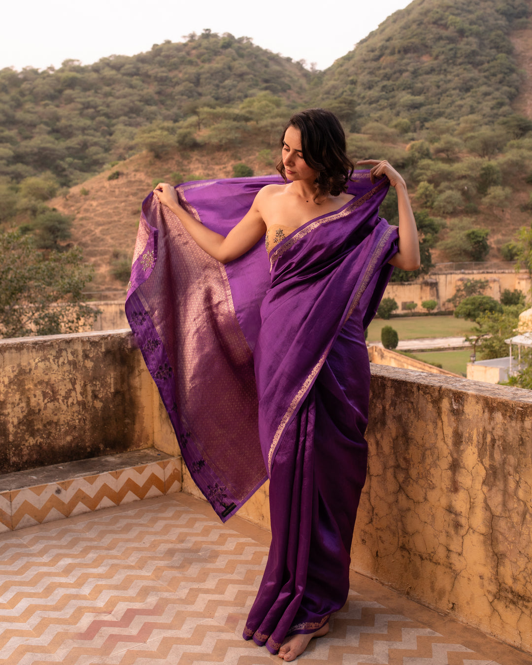 Jamuni- Purple Silk Banarasi Saree