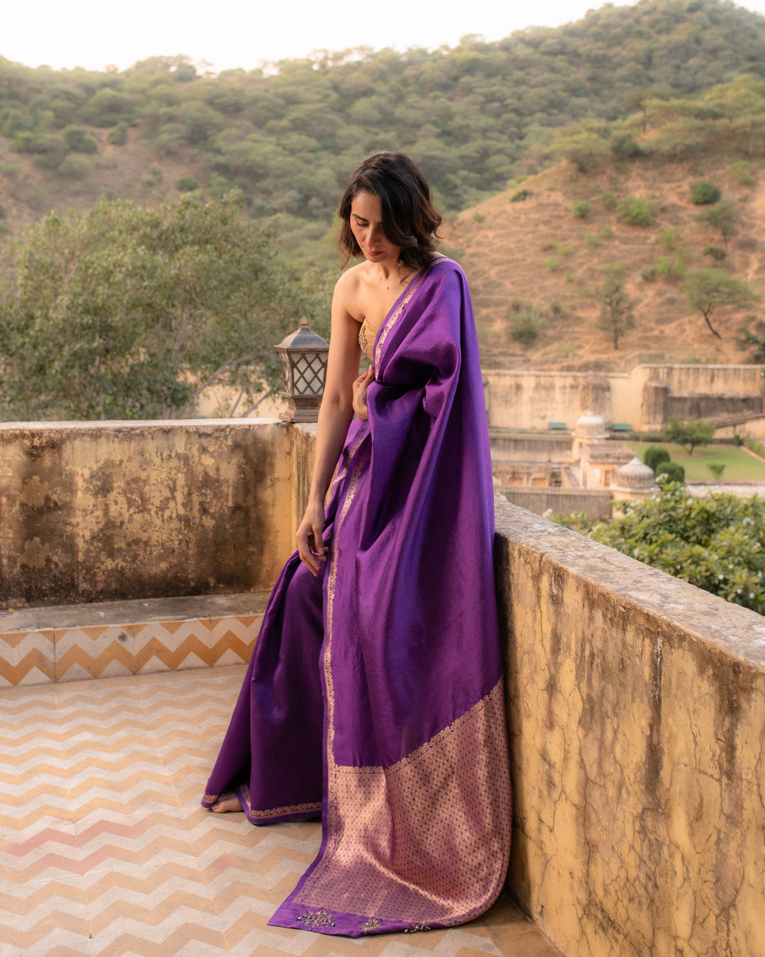 Jamuni- Purple Silk Banarasi Saree