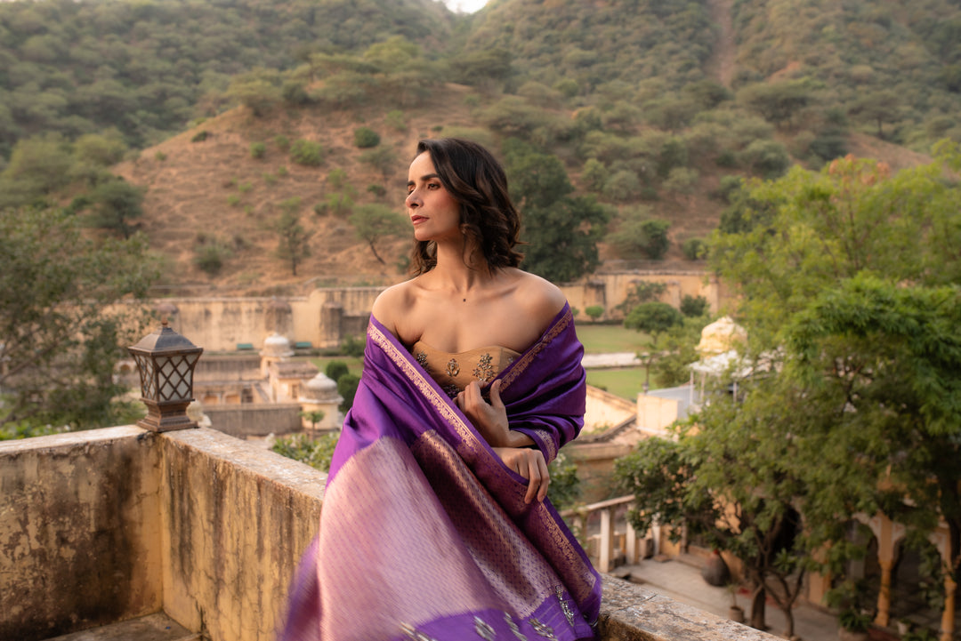 Jamuni- Purple Silk Banarasi Saree