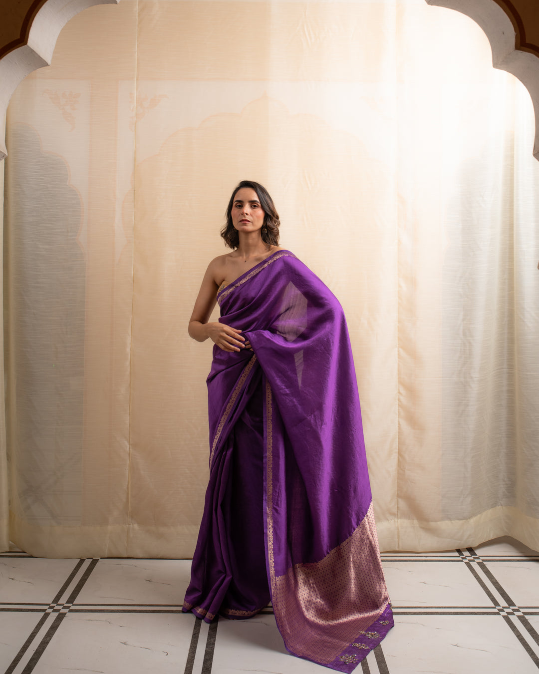 Jamuni- Purple Silk Banarasi Saree