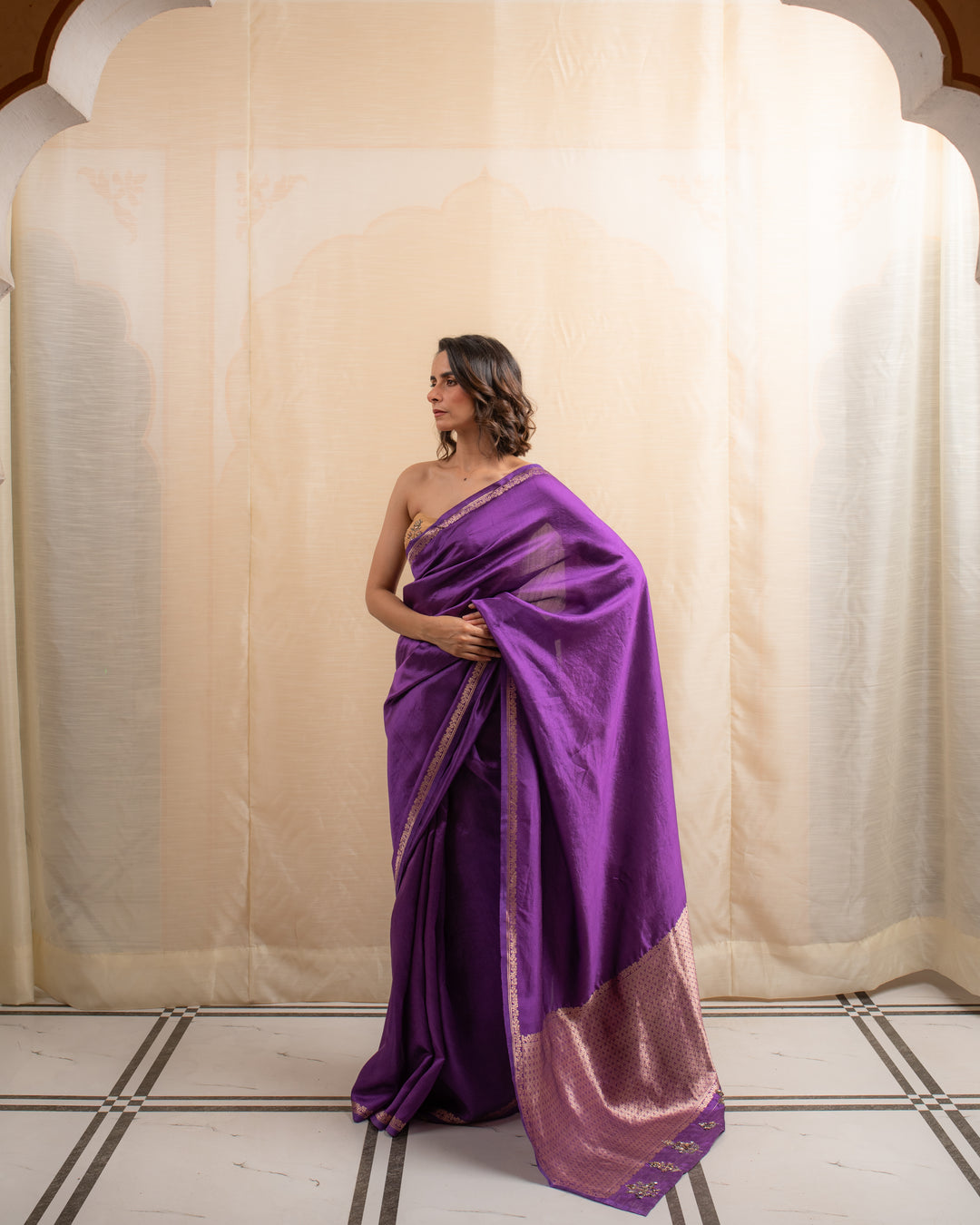 Jamuni- Purple Silk Banarasi Saree