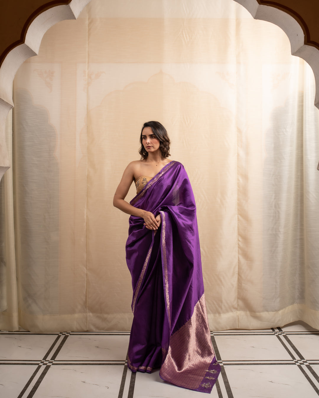 Jamuni- Purple Silk Banarasi Saree