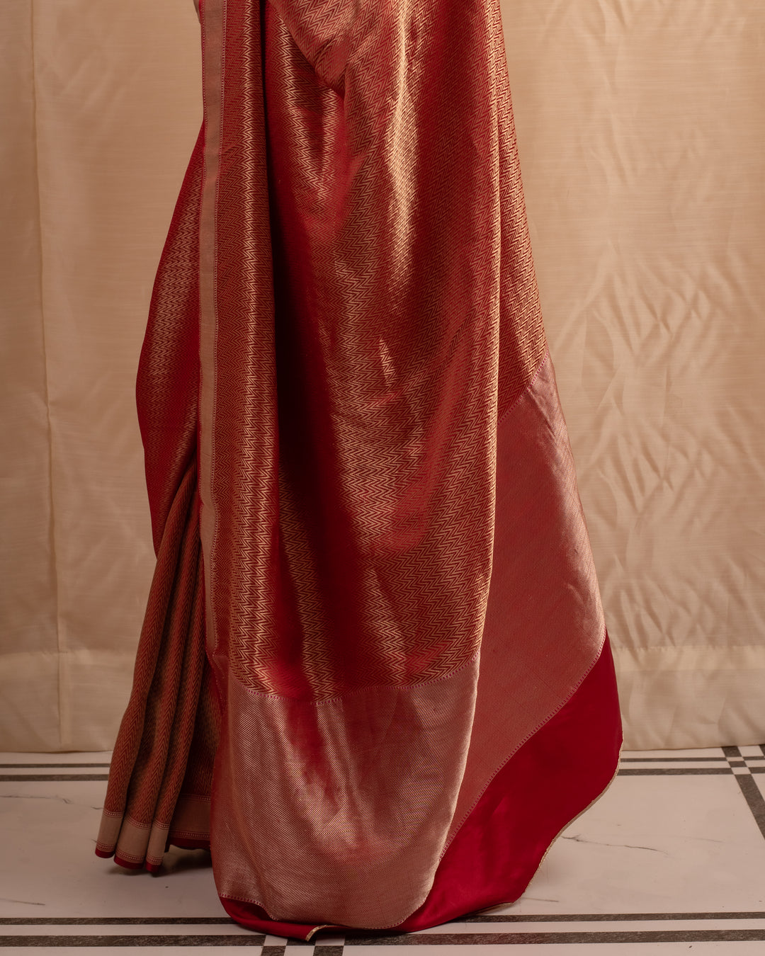 Rudra - Burgundy Silk Banarasi Saree