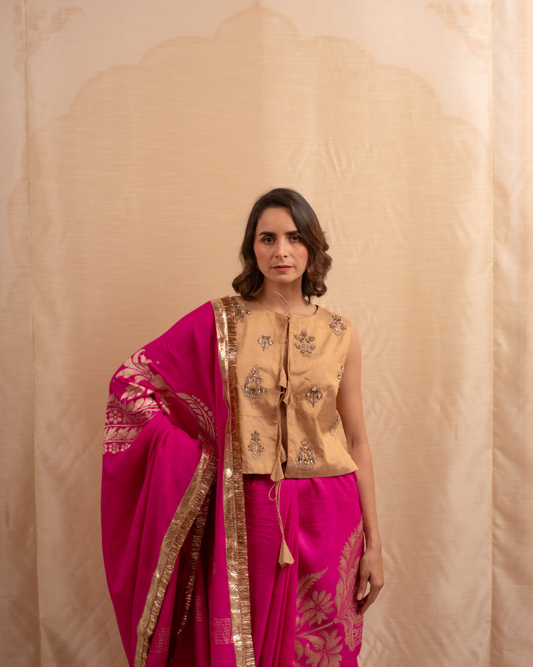 Ratna- Indian Pink Moonga Silk Banarasi Saree