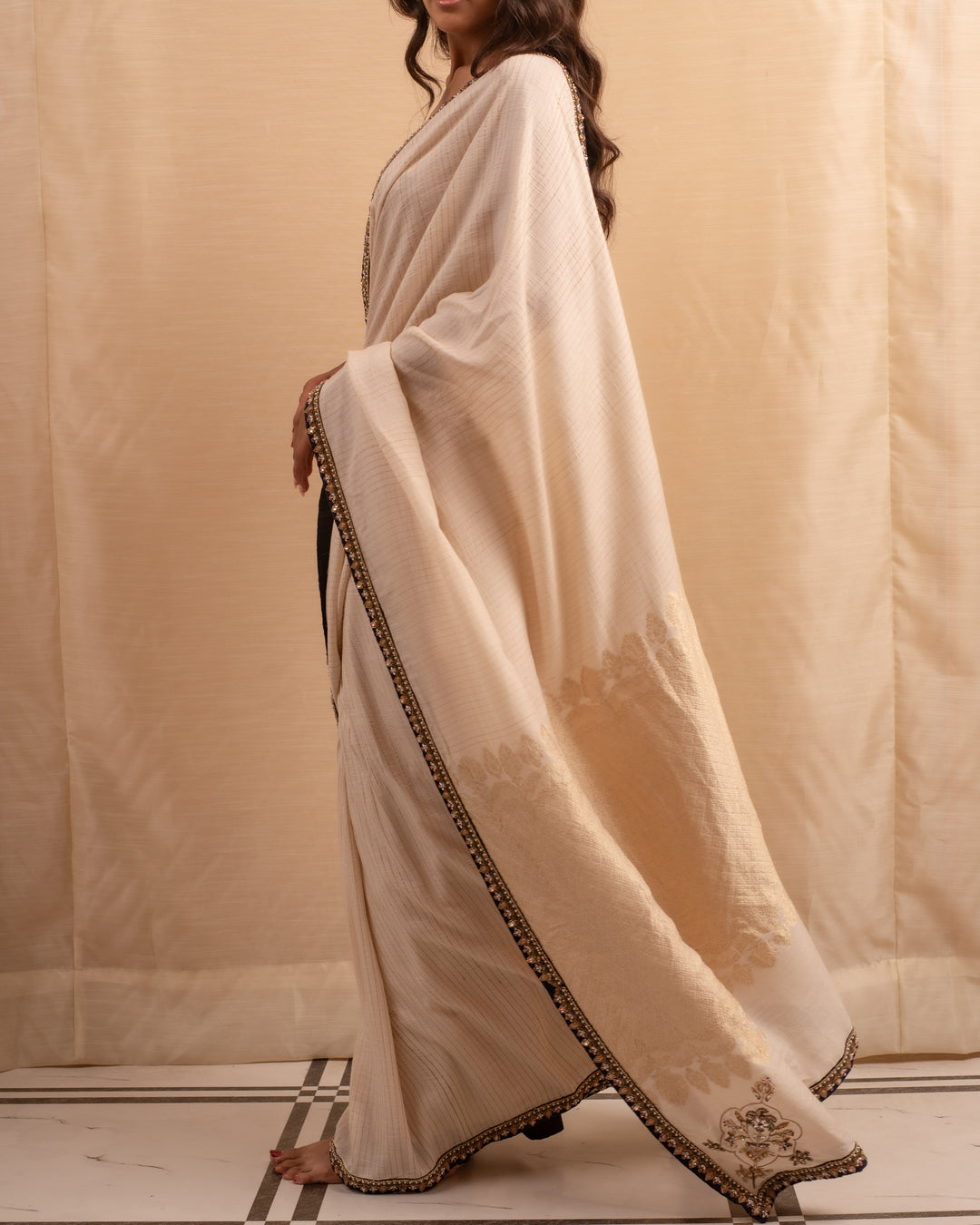 Navratna- Ivory Moonga Silk Banarasi Saree