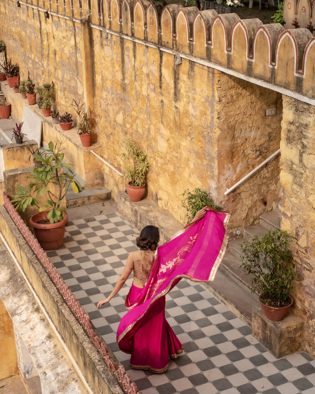 Ratna- Indian Pink Moonga Silk Banarasi Saree