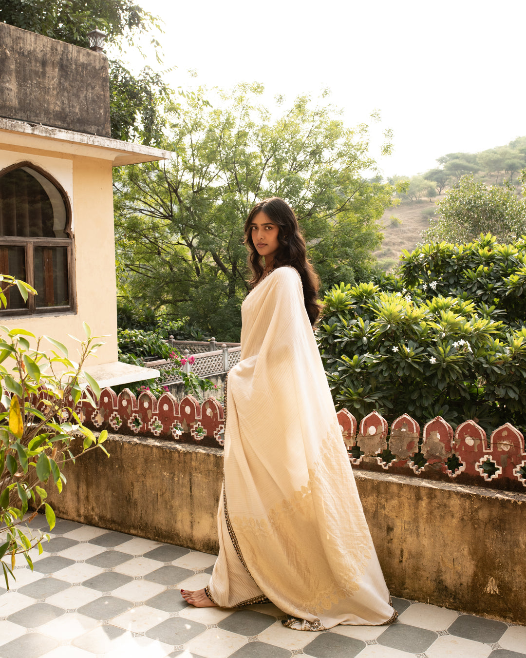 Navratna- Ivory Moonga Silk Banarasi Saree