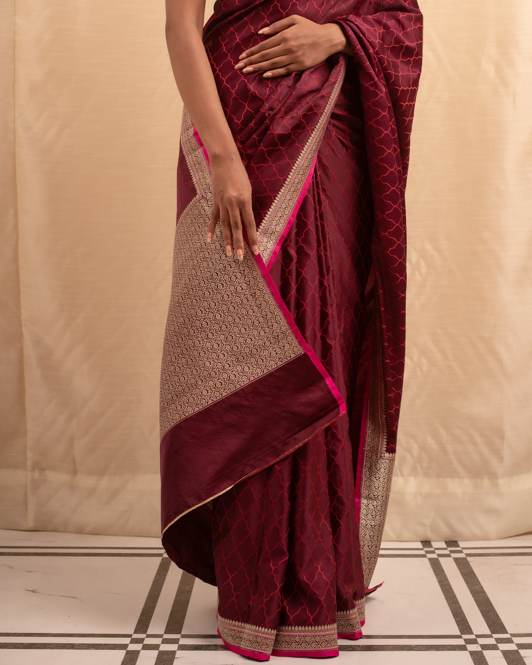 Manikya- Burgundy Silk Brocade Banarasi Saree