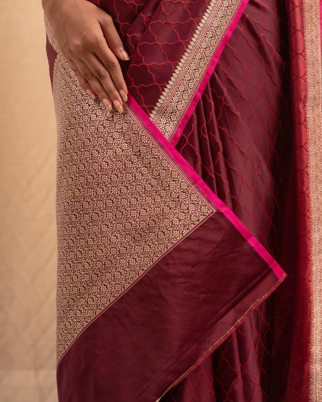 Manikya- Burgundy Silk Brocade Banarasi Saree