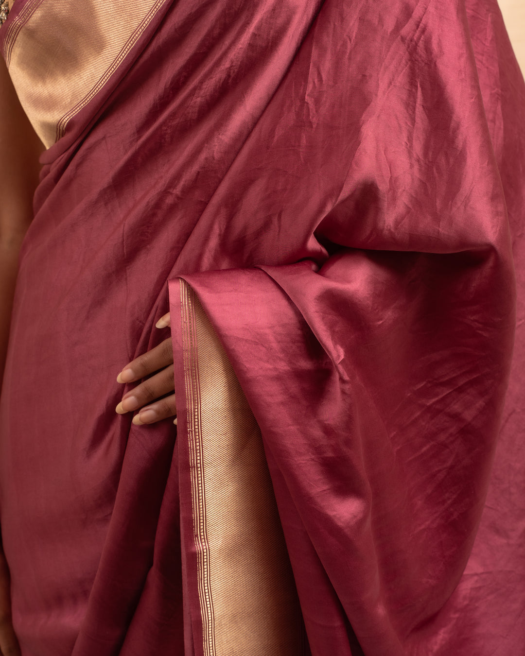 Chandra- Plum Satin Silk Banarasi Saree