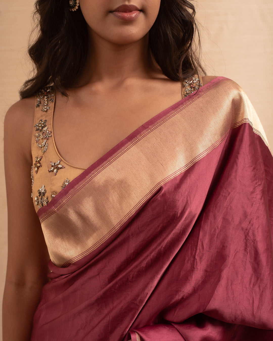 Chandra- Plum Satin Silk Banarasi Saree