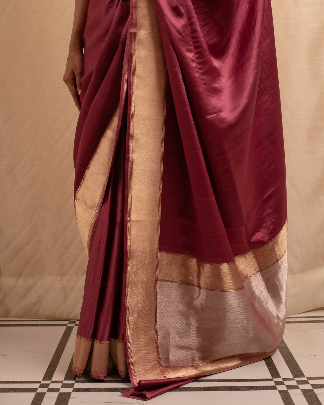 Chandra- Plum Satin Silk Banarasi Saree