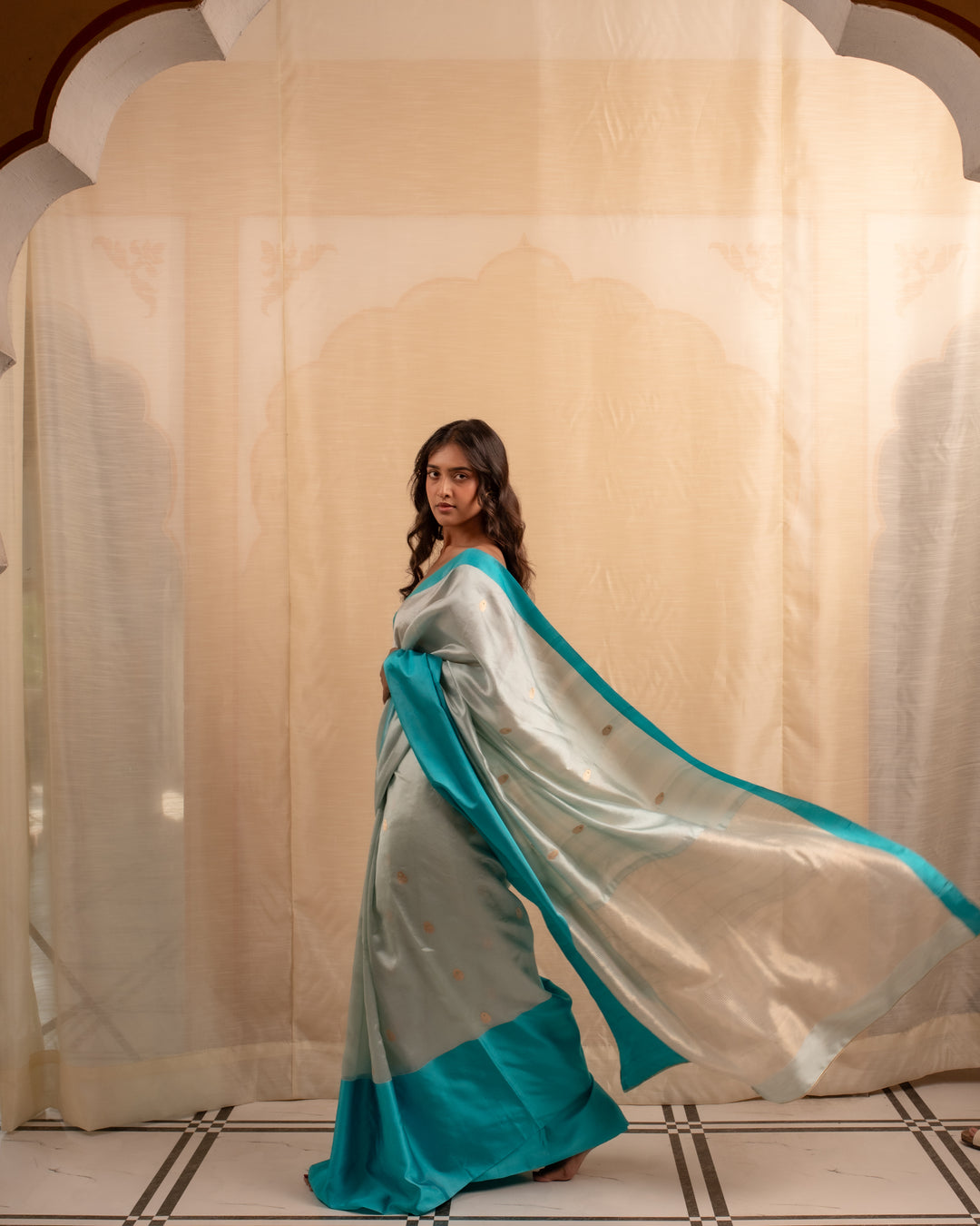 Mohi- Blue Silk Chanderi Saree