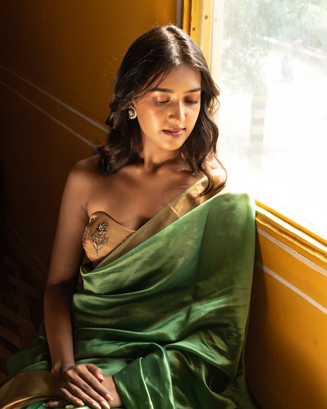 Lopa - Apple Green Silk Chanderi Saree